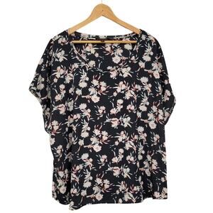 Banana Republic Top Women's XXL Floral Picot-Trim Blouse Semi Sheer Romantic